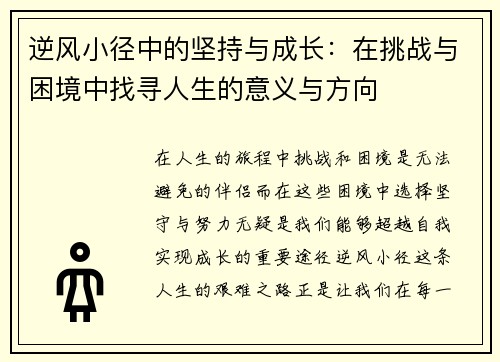 逆风小径中的坚持与成长：在挑战与困境中找寻人生的意义与方向